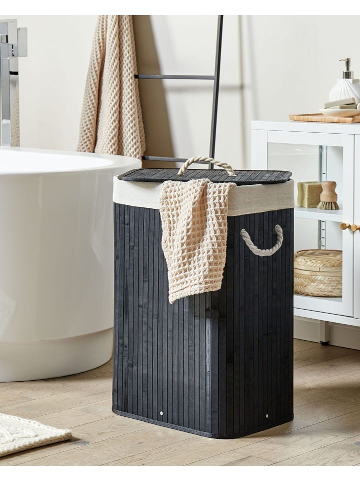 Beliani Wäschekörbe KOMARI in Schwarz/Weiß - (W) 40 x (H) 60 x (L) 30 cm günstig kaufen onesize