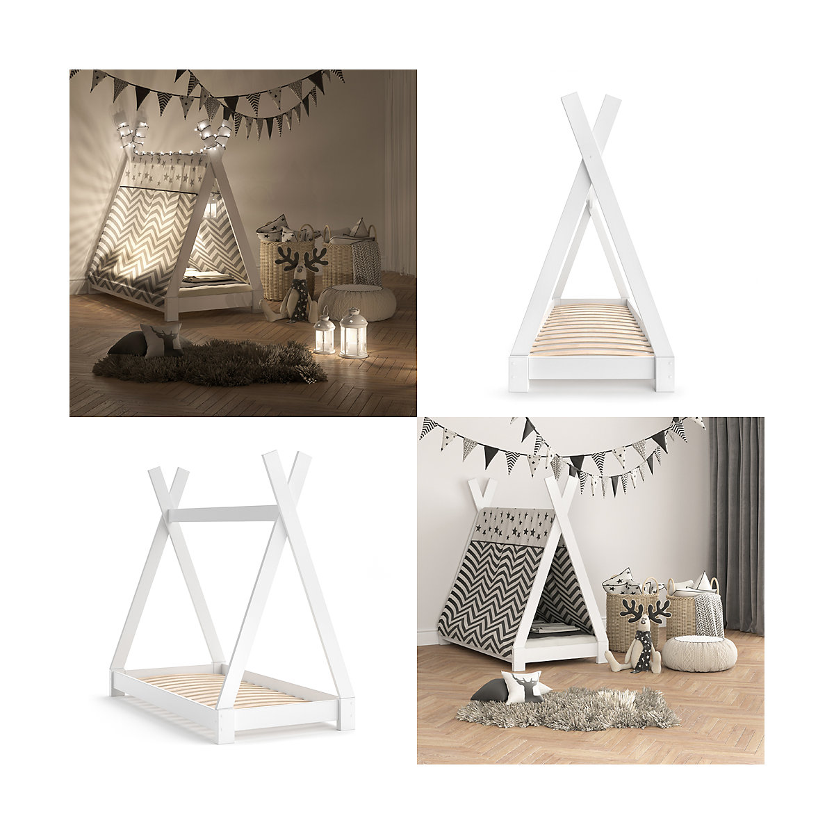 Kinderbett TIPI 70 x 140 cm Weiß