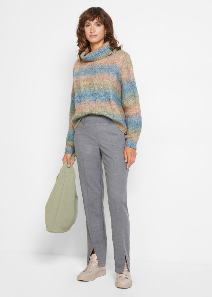 Rollkragenpullover mit Zopfmuster