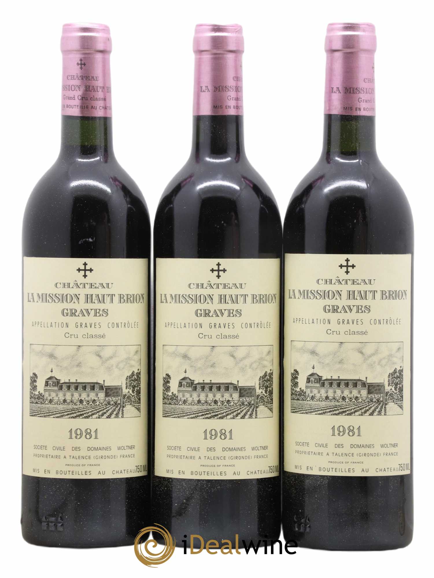 Château La Mission Haut-Brion Cru Classé de Graves  1981 - Lot de 3 Bouteilles