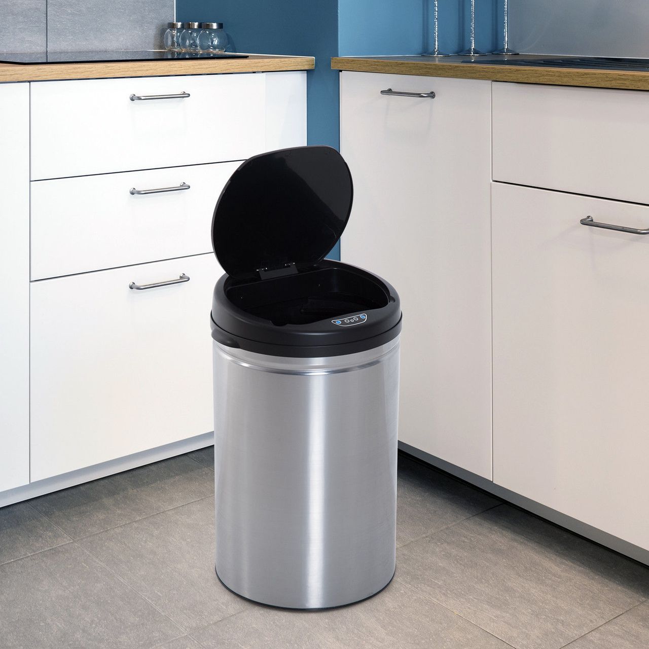 HOMCOM Edelstahl Automatik Sensor Mülleimer Abfalleimer IR Sensor mit/ohne Inneneimer rund 30 L