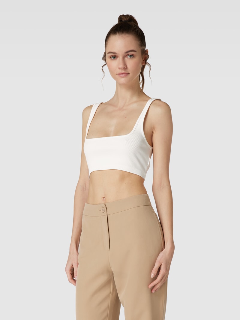 Bralette mit Leder-Patch in offwhite
