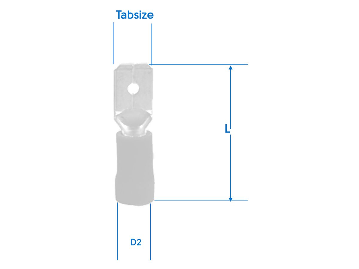 Flachsteckerhülse male 6,3 x 0,8 mm gelb