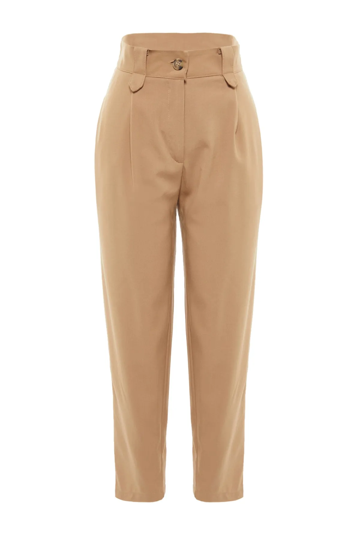 Trendyol Collection  Nerzfarbene Karotte-Polyviscon-Webhose mit hoher Taille TWOSS22PL0280