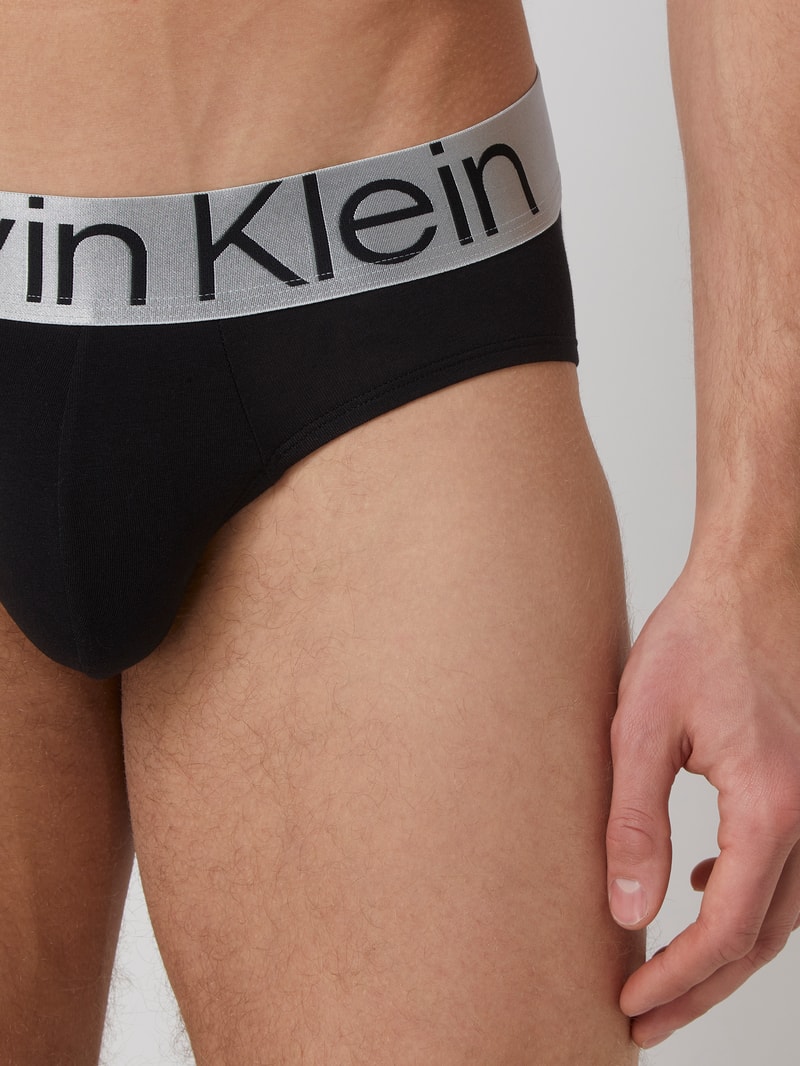 Slip mit elastischem Bund in metallic im 3er-Pack in mittelgrau