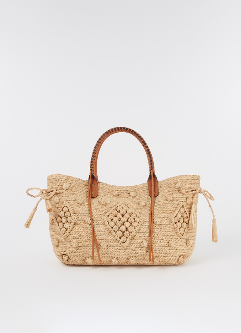 Gerard Darel Raffia -olkalaukku nahkayksityiskohdilla