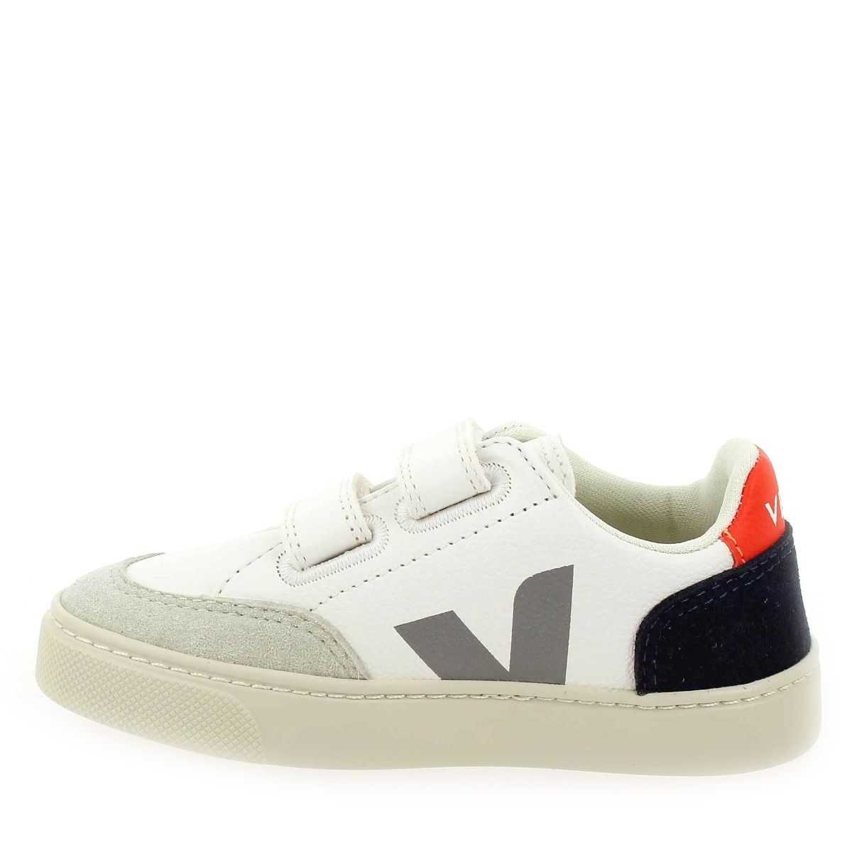 Veja  SMALL V12 VELCRO - Blanc Marine