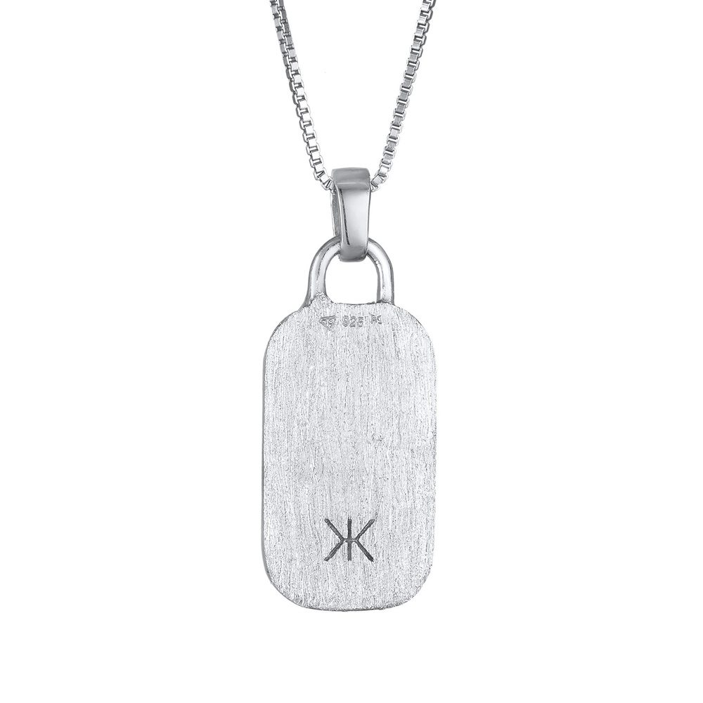KUZZOI KUZZOI Collier Hommes Pendentif Plaque Martelé Military en argent sterling 925 collier