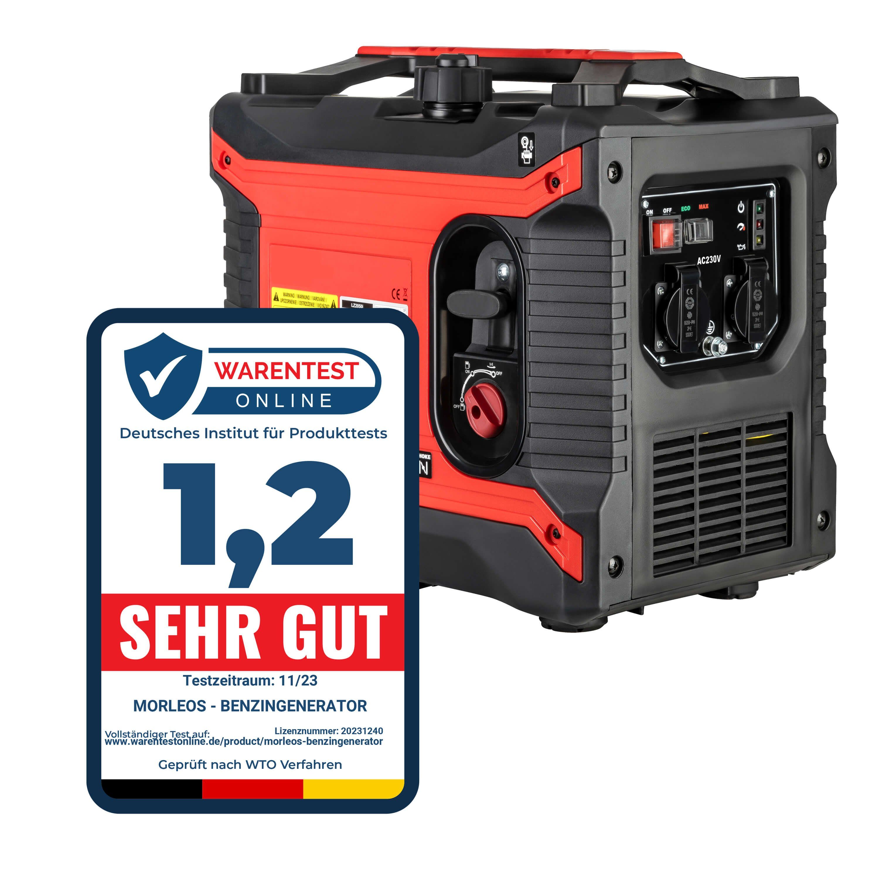 Morleos Stromerzeuger Inverter Stromgenerator Generator Notstromgenerator 2000 Watt 2x230V