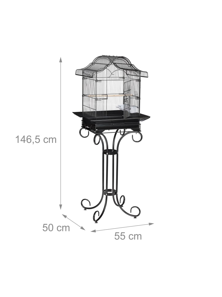 relaxdays Vogelkäfig in Schwarz - (B)55 x (H)146,5 x (T)50 cm günstig kaufen onesize