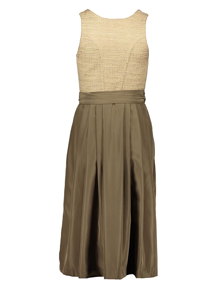 Turi Landhaus Dirndl in Beige/ Braun günstig kaufen