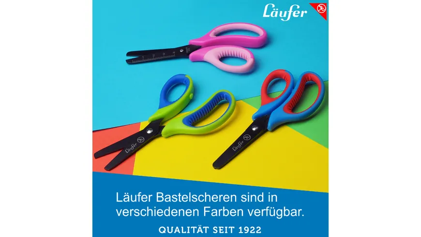 Läufer Bastelschere 13cm rund mit weichem Komfortgriff  blau/grün grün/blau