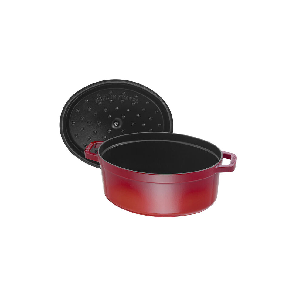 Cocotte 27 cm, oval, Kirsch-Rot, Gusseisen