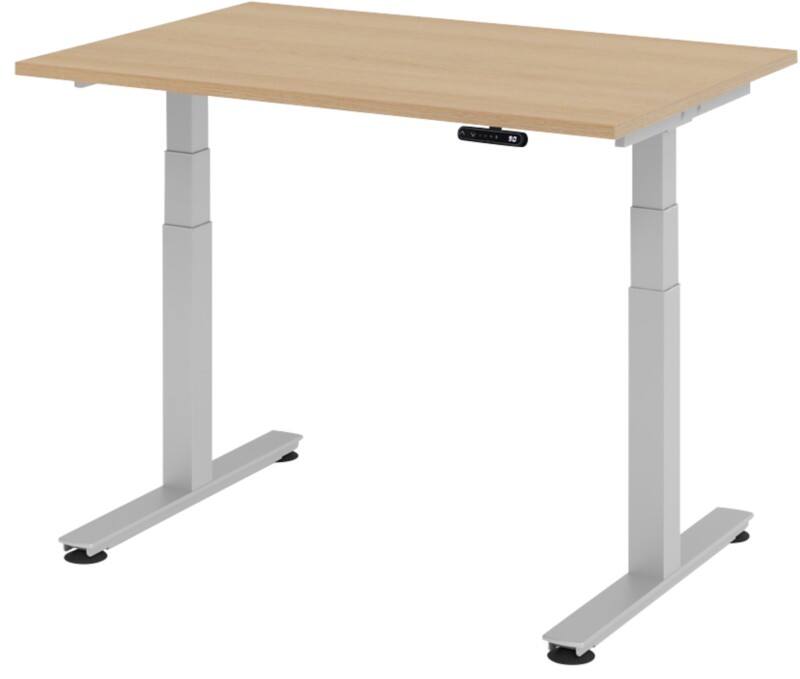 Hammerbacher Sitz-Stehschreibtisch XDSM Eiche, Silber 1.200 x 800 x 800 mm