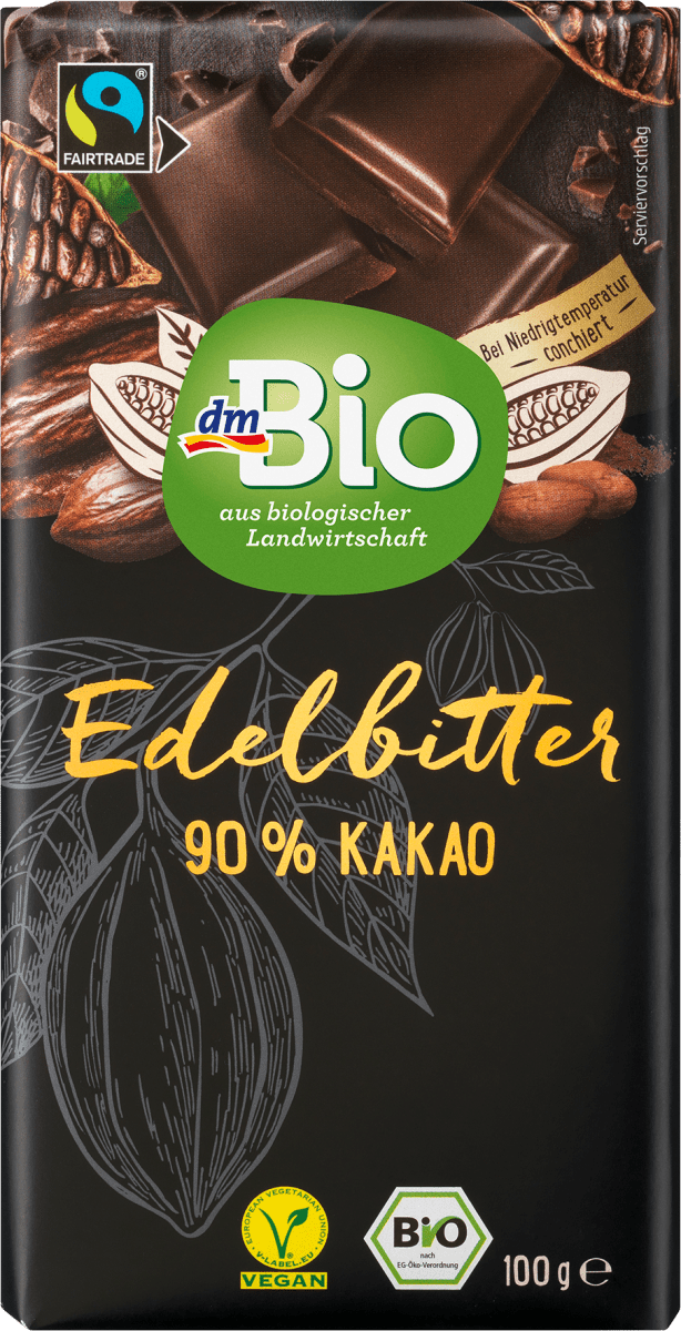 Schokolade, Edelbitter 90 % Kakao, 100 g