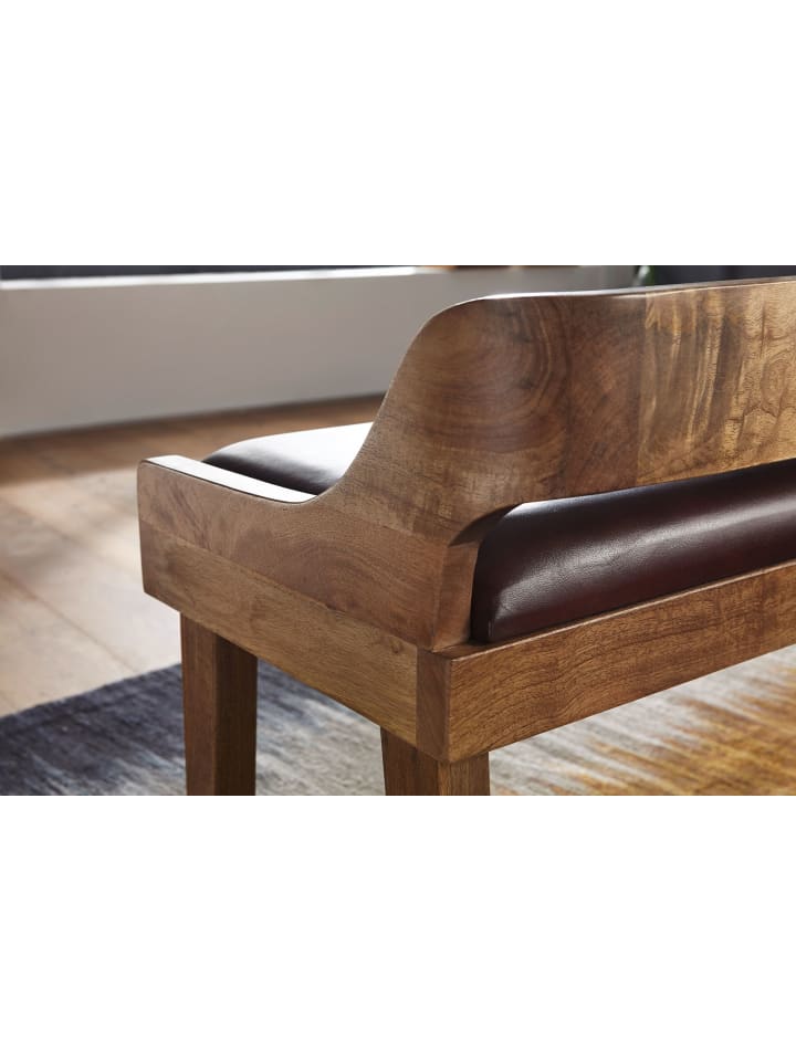 KADIMA DESIGN Sitzbank | Echtleder/Holz, 108x63x43cm, Rückenlehne günstig kaufen onesize
