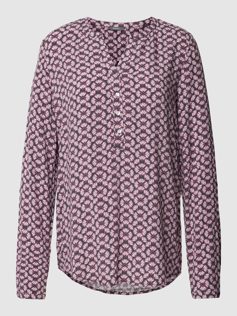 Bluse aus Viskose mit grafischem Allover-Muster in anthrazit