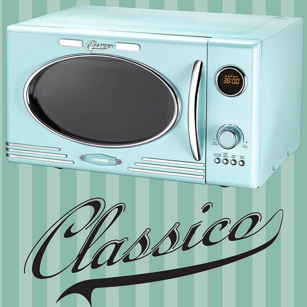 MELISSA Mikrowelle Classico Retro Design Microwelle Microwave, Mikrowelle, Grill, Kombistufe: Mikrowelle + Grill, 23,00 l, Grill, inklusive Grillrost, mit Uhr, 12 automatische Garprogramme