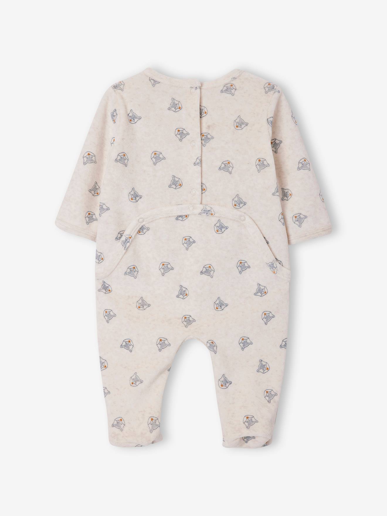 Vertbaudet 2er-Pack Baby Samt-Strampler mit Füchsen Oeko-Tex - marine
