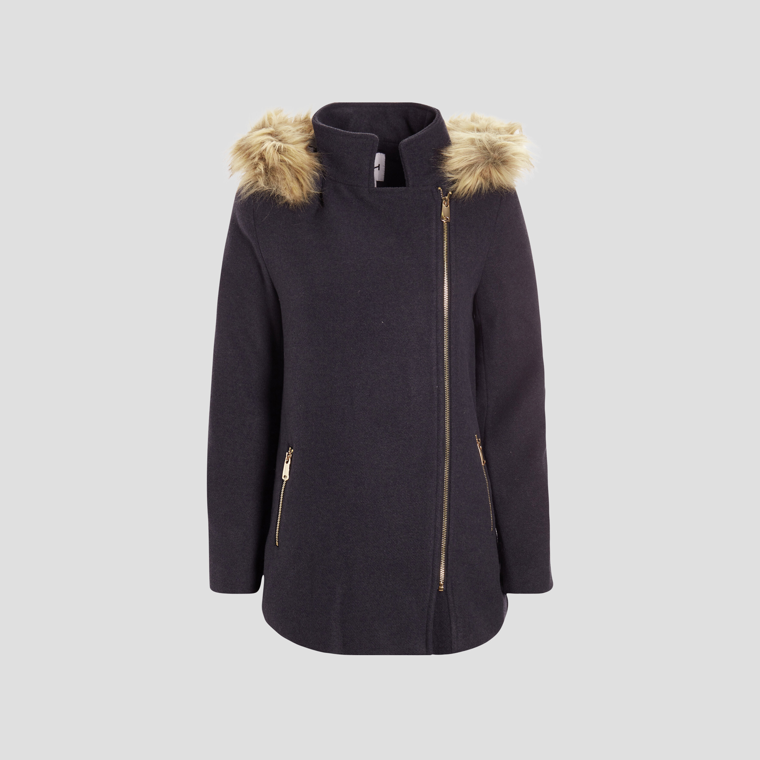 Manteau ample à capuche bleu marine femme | La Halle