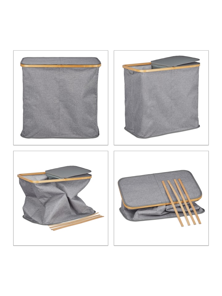 relaxdays Wäschekorb in Grau - (B)54 x (H)50 x (T)33,5 cm günstig kaufen onesize