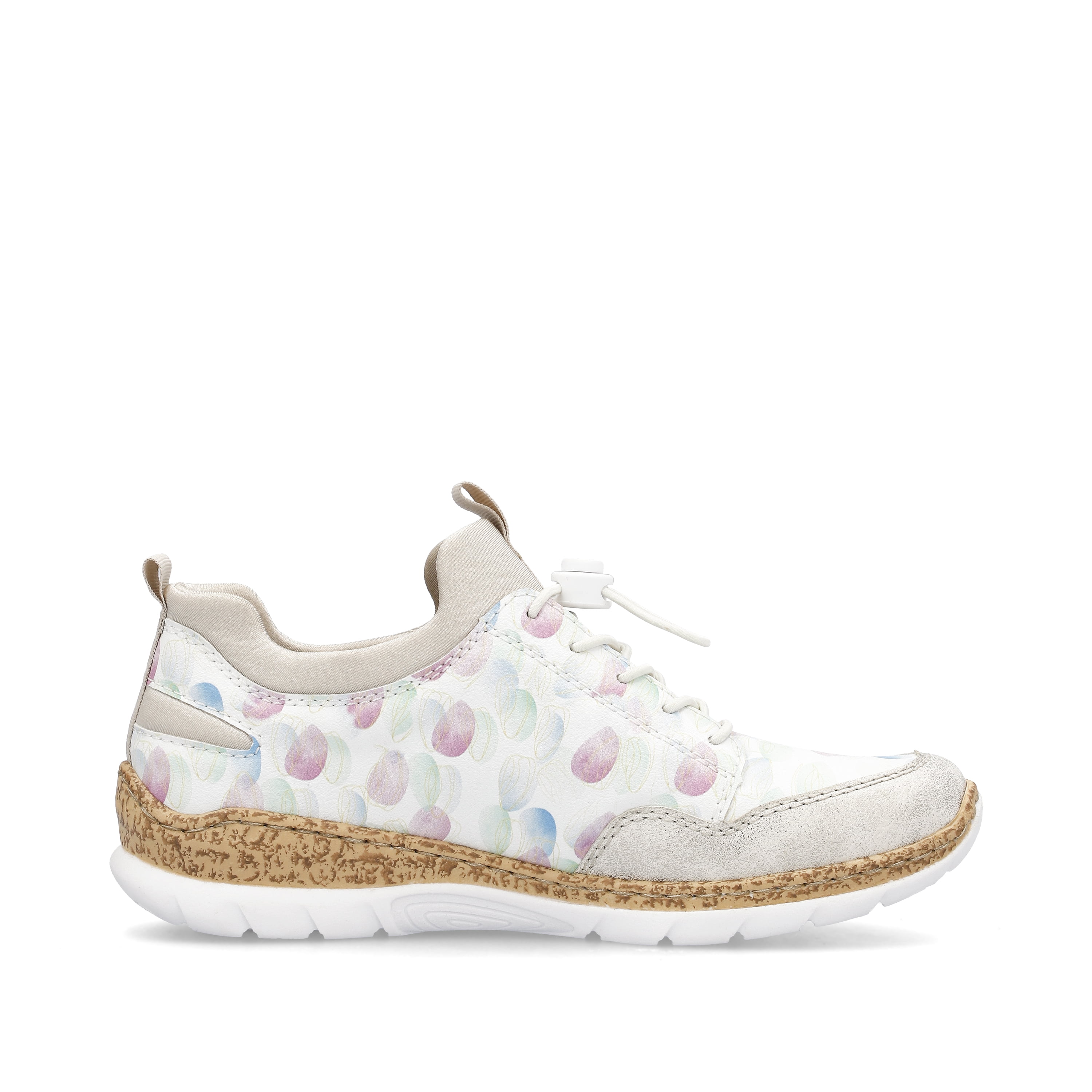 Rieker Damen Slipper weiss-multi-cremebeige