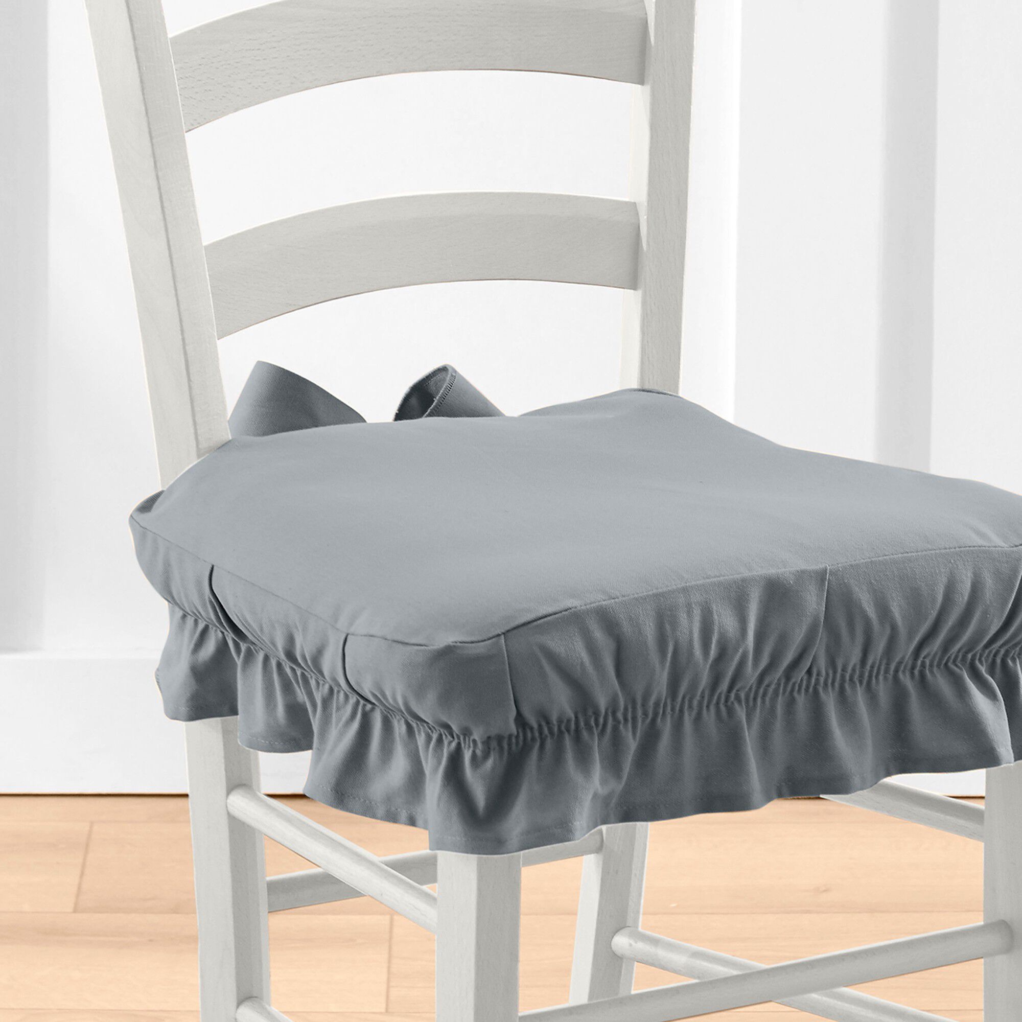 Housse chaise unie volantée coton bachette