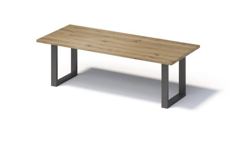 Bisley Fortis Table Regular, 2400 x 1000 mm, gerade Kante, geölte Oberfläche, O-Gestell, Oberfläche: P natürlich / Gestellfarbe: 303 blankstahl