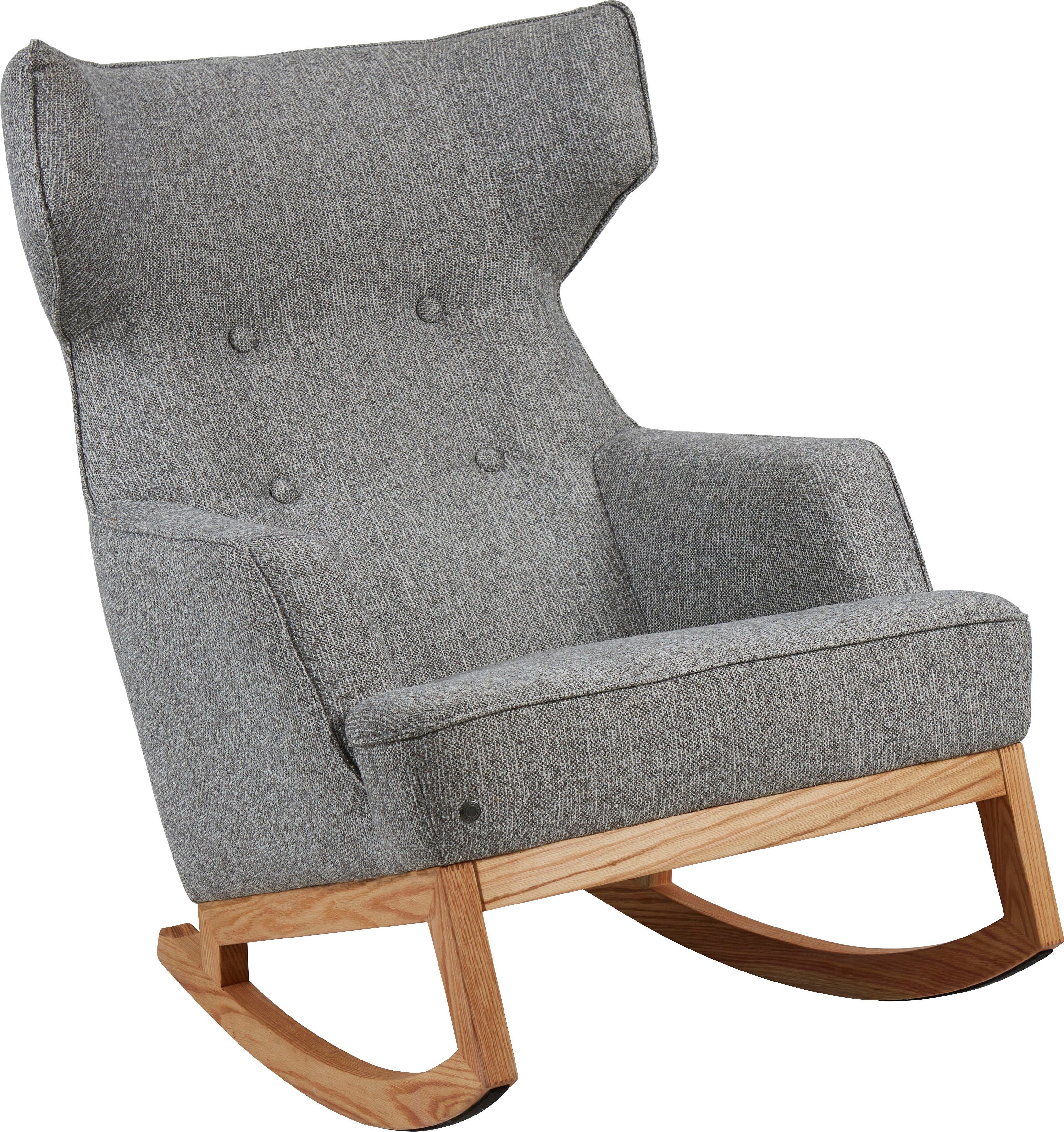 TOM TAILOR HOME Schaukelstuhl COZY, im Retrolook, mit Kedernaht und Knöpfen, Füße Eiche natur