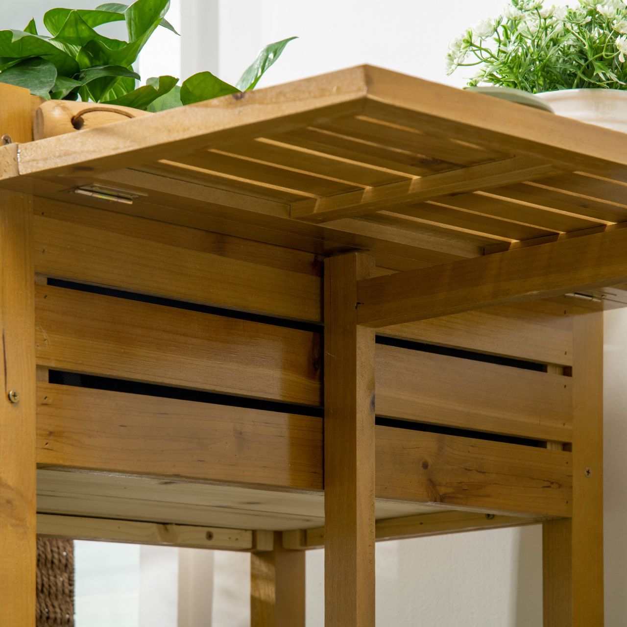 Outsunny Hochbeet Blumenkasten Kräuterbeet mit klappbarer Tischplatte