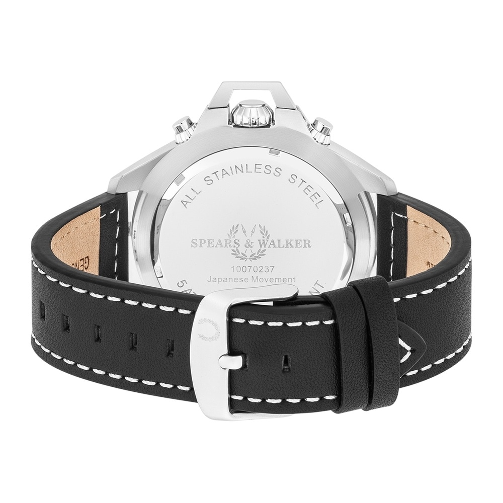 Spears & Walker Montre à quartz Varus II en Argent Cuir véritable en Noir Montre