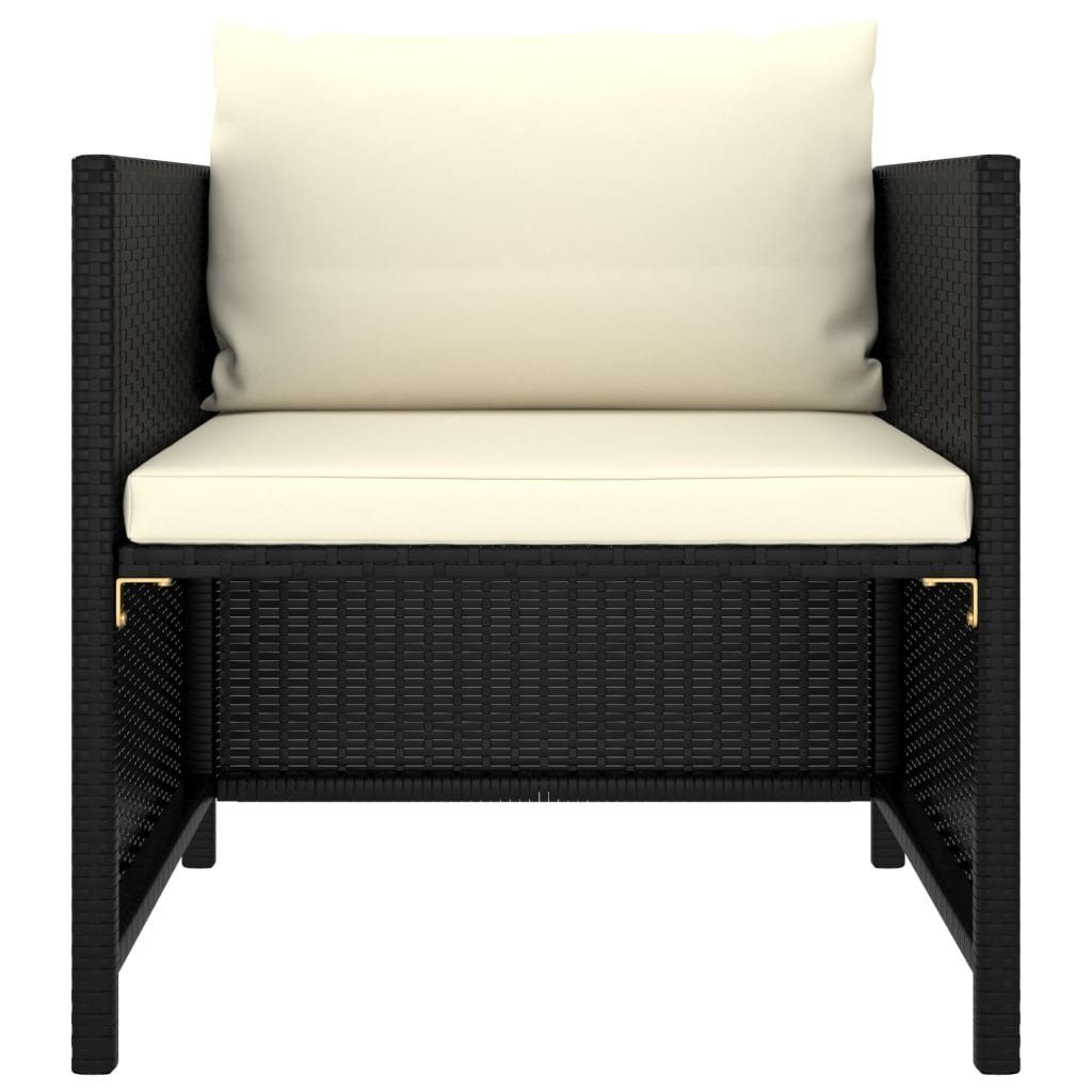 vidaXL Loungesofa Gartensofa mit Kissen Schwarz Poly Rattan, 1 Teile