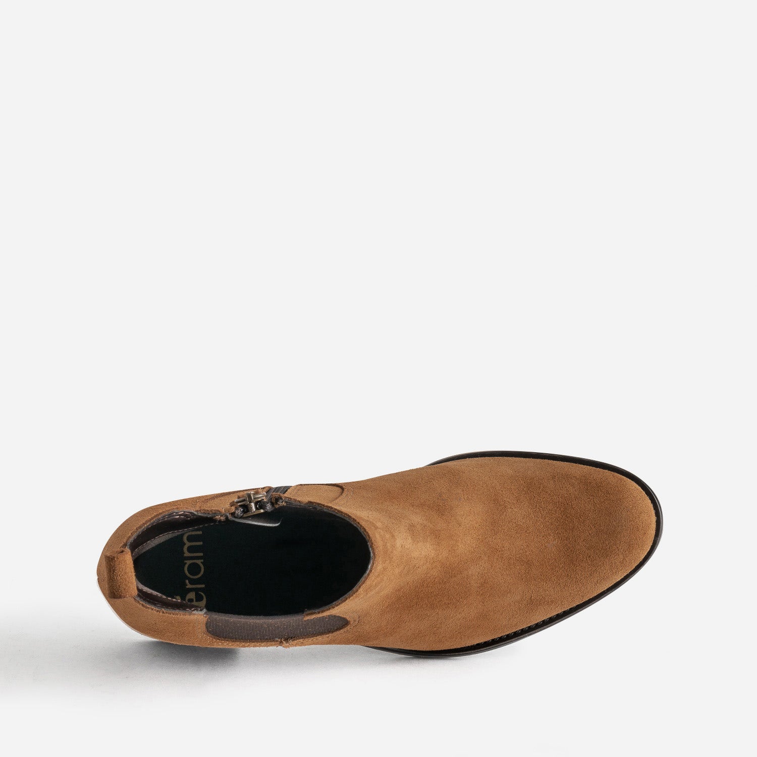 Boots cognac en cuir velours