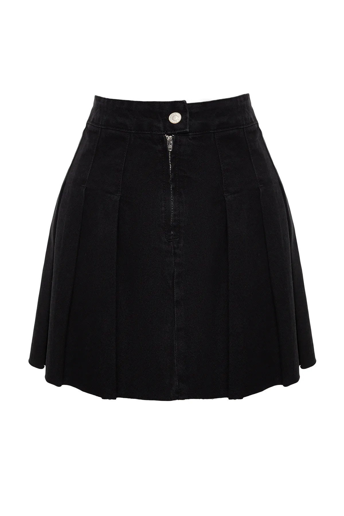 Trendyol Collection  Schwarzer plissierter Mini-Jeansrock TWOAW24ET00246