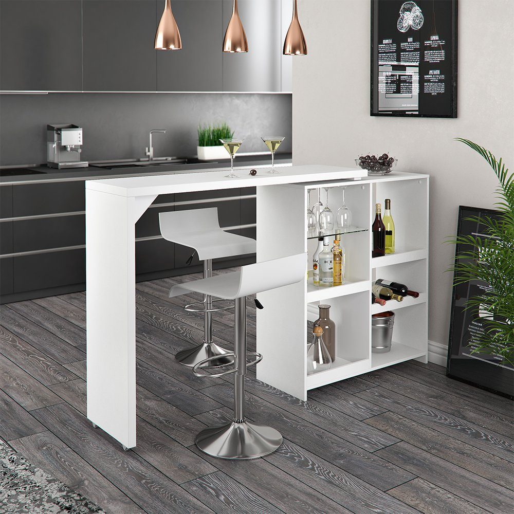 Vicco Bartisch Bartresen Stehtisch Bistrotisch VEGA Weiß drehbar