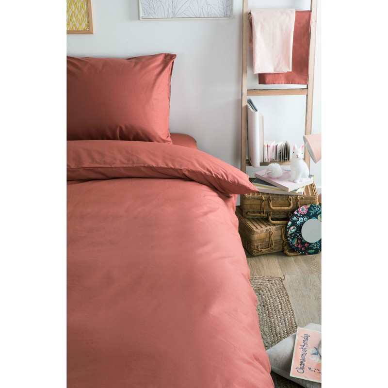 Housse de couette unie en Coton Bio pour lit 1 personne