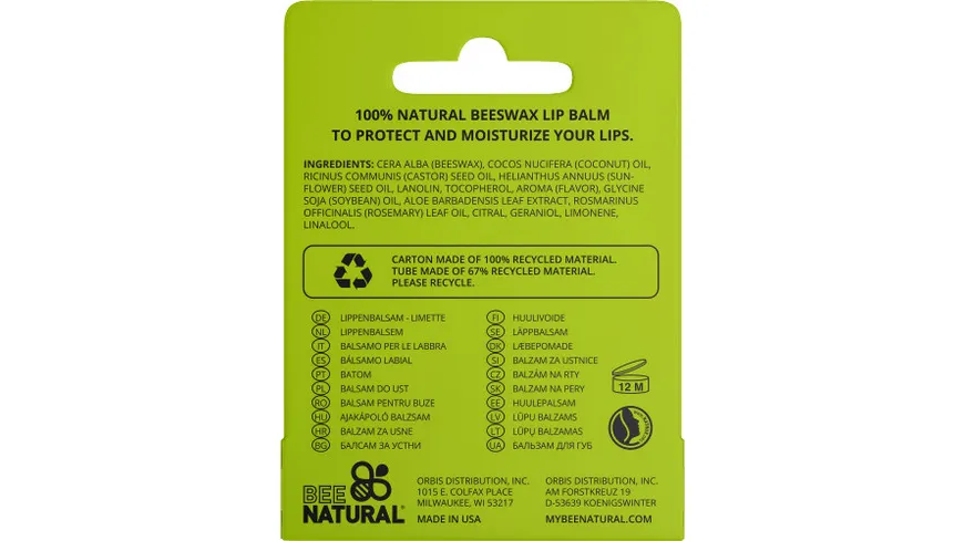 Bee Natural Lippenbalsam Limette 4.3 g