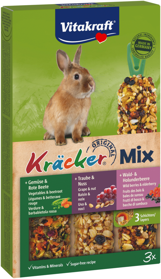 Vitakraft Snacks Vitakraft Kräcker Trio Gemüse-Traube-Beere 3Stk für Zwergkaninchen