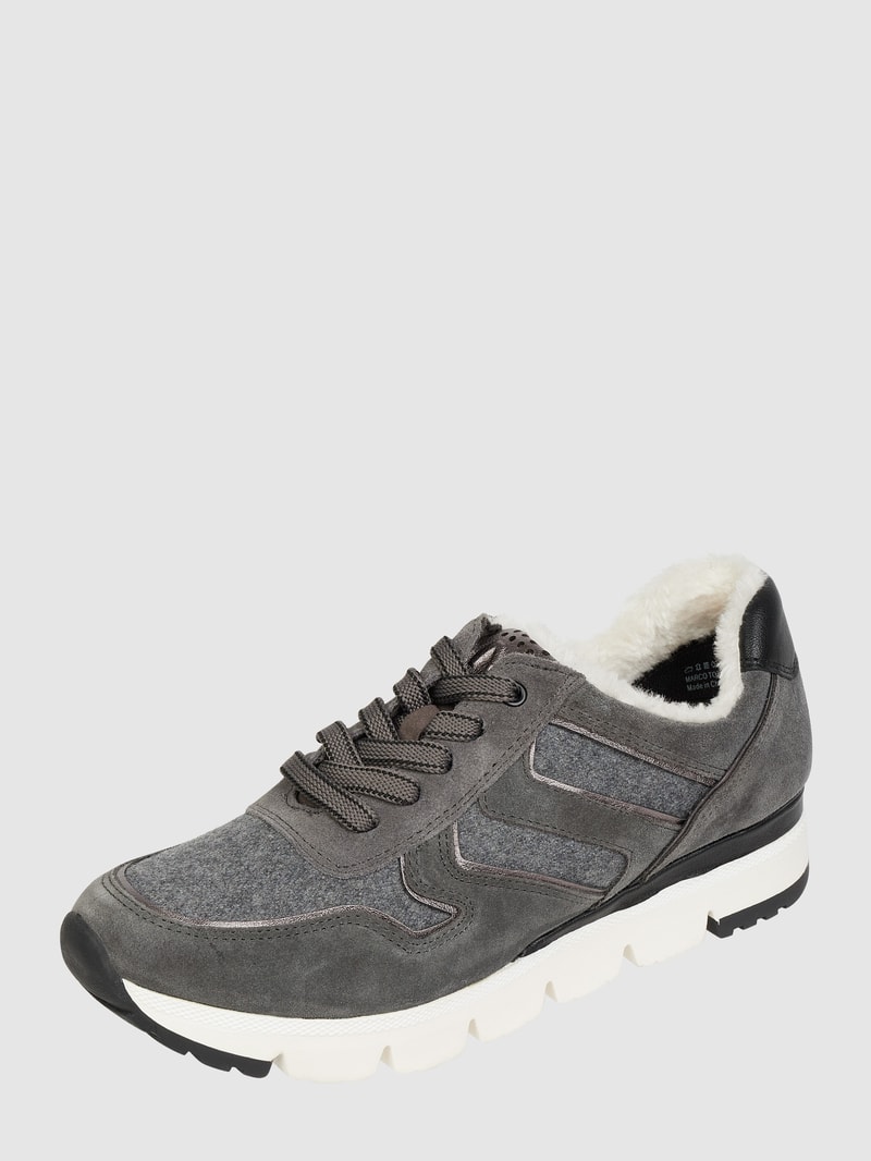 Sneaker aus Veloursleder und Textil in dunkelgrau