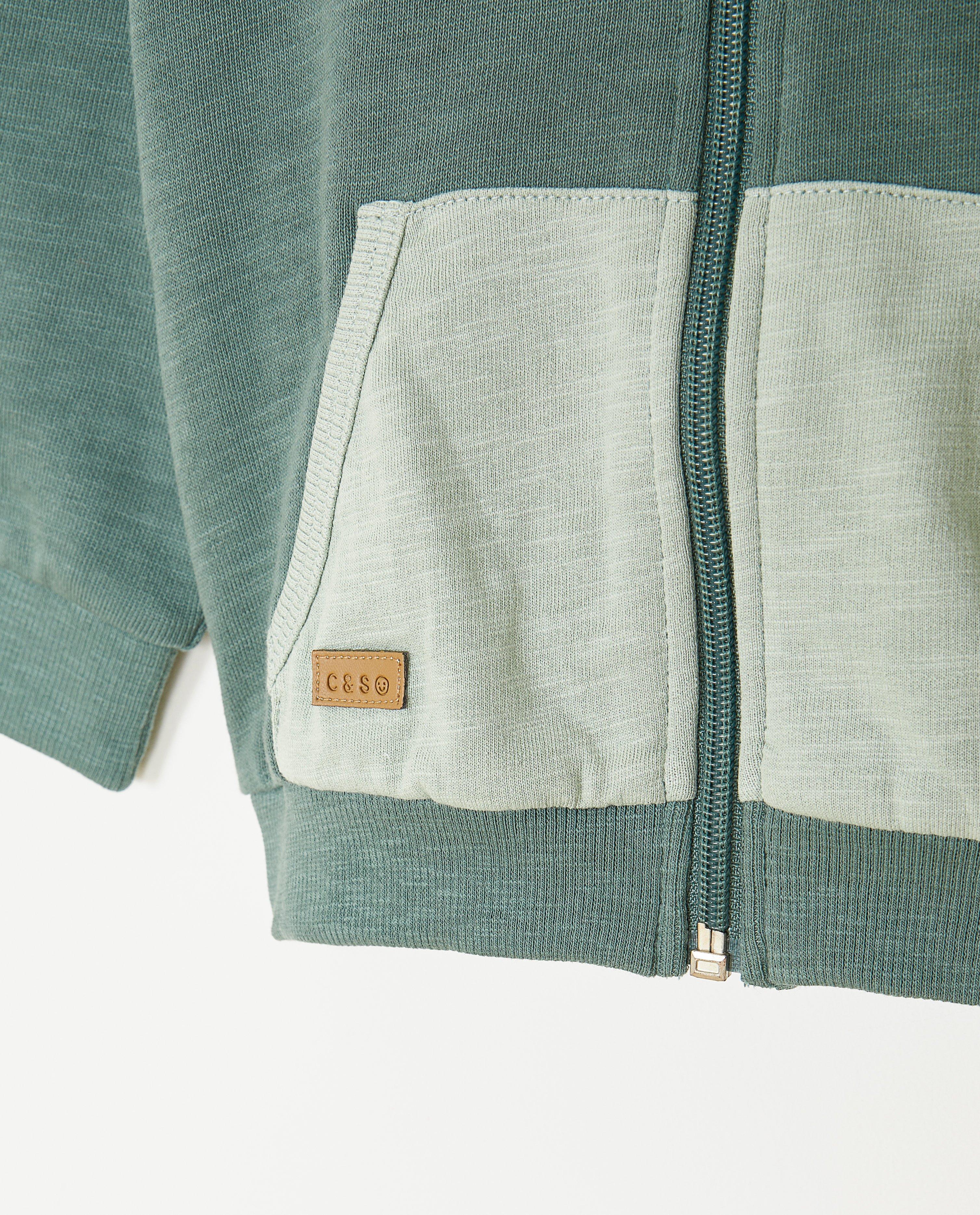 Cuddles and Smiles Sweatvest biokatoen és színes blokk khaki