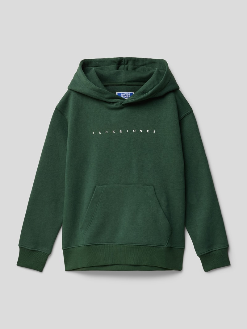 Hoodie mit Label-Print in dunkelgrün