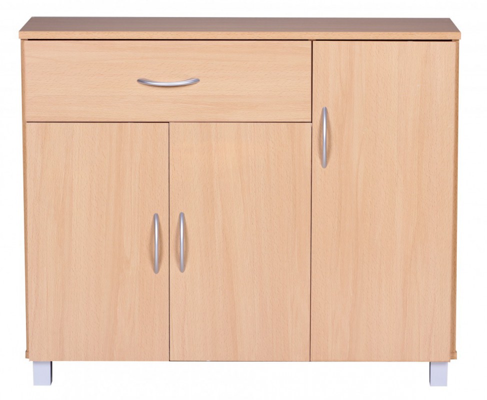 Wohnling Sideboard Buche 90 x 75 cm mit 3 Türen & 1 Schublade