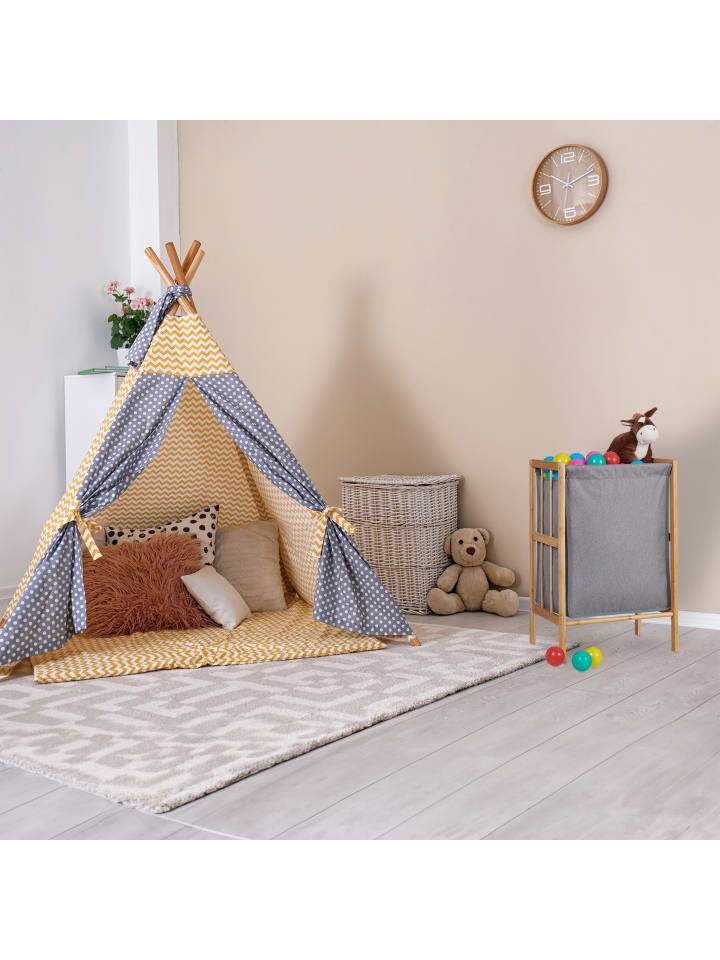 relaxdays Wäschekorb in Natur/ Grau - (B)39 x (H)60 x (T)30 cm günstig kaufen onesize