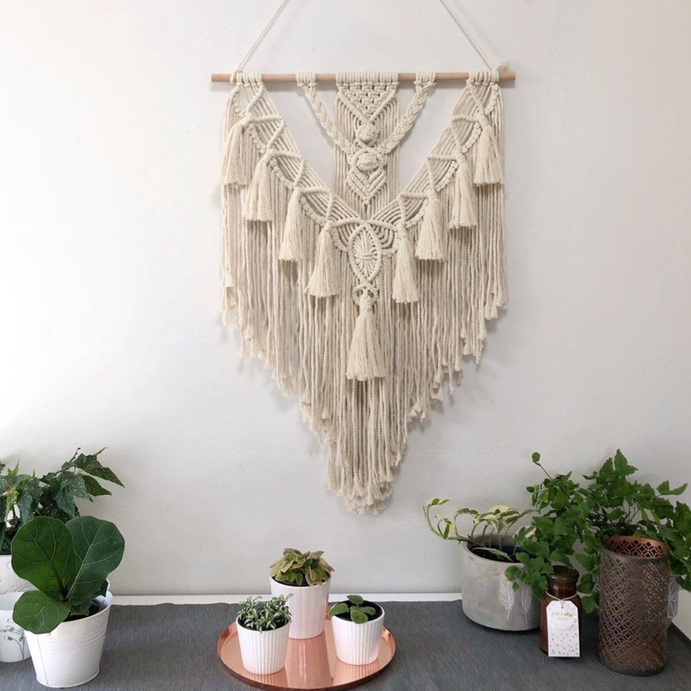 Wandteppich Makramee Tapisserie, Blusmart, Höhe: 700 mm, Innenbehang, Wanddekoration, Boho Wandbehang Deko 55*70cm