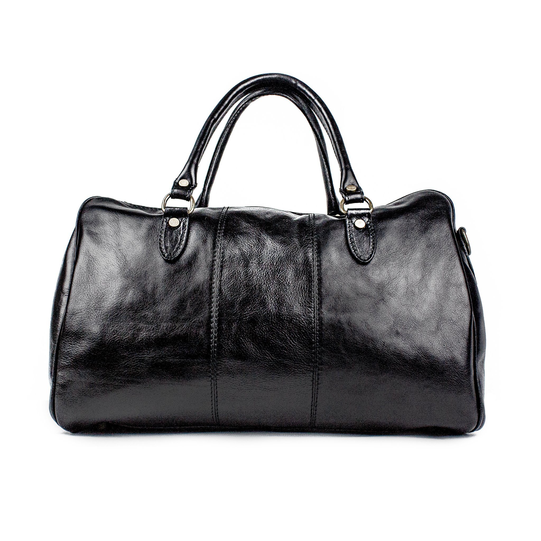 lePelou Weekender MATTEO, echt Leder, Made in Italy, abnehmbarer Umhängeriemen, silbernes Metall