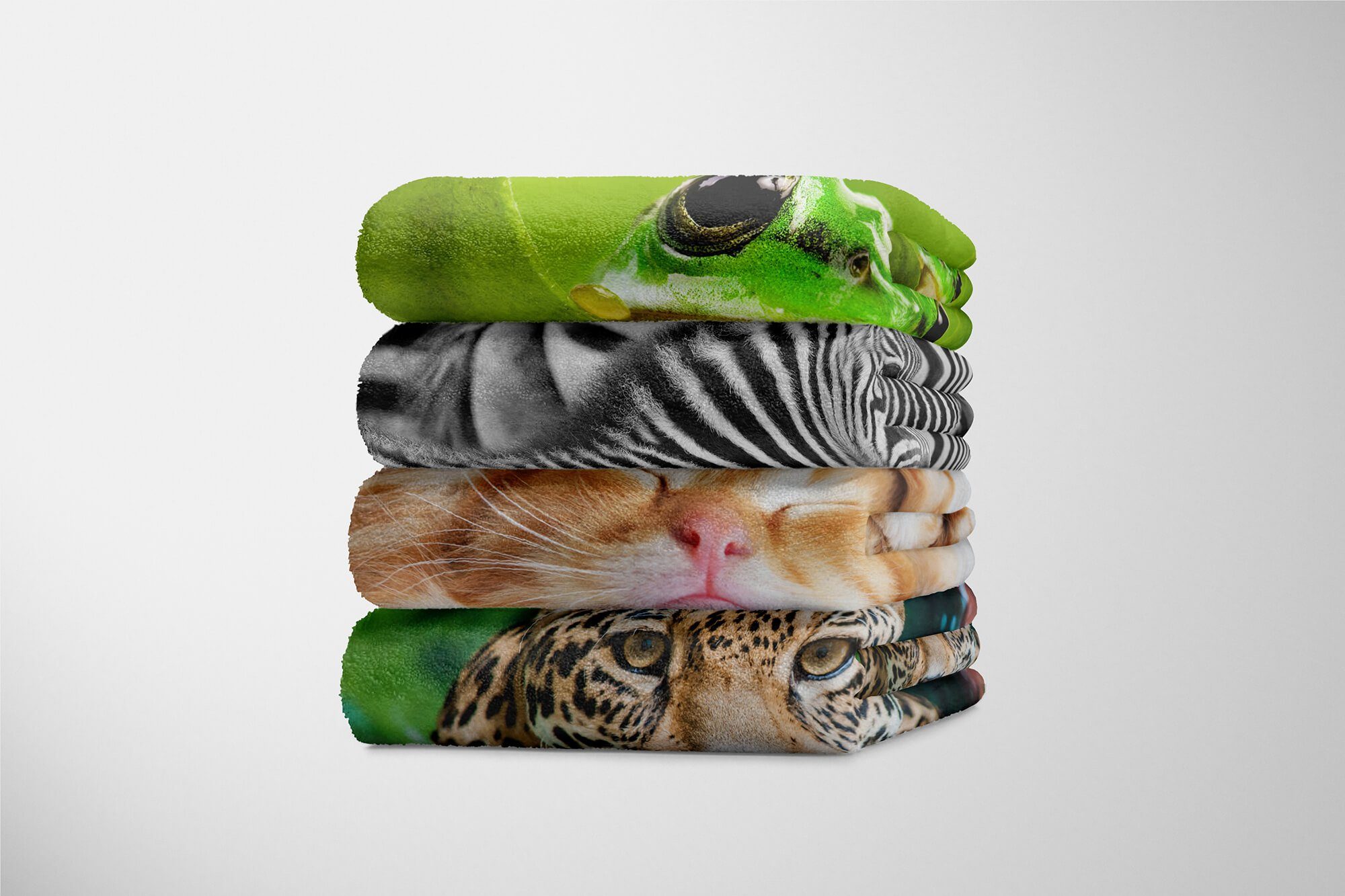 Sinus Art Handtücher Handtuch Strandhandtuch Saunatuch Kuscheldecke mit Tiermotiv kleine süße Katze, Baumwolle-Polyester-Mix (1-St), Handtuch
