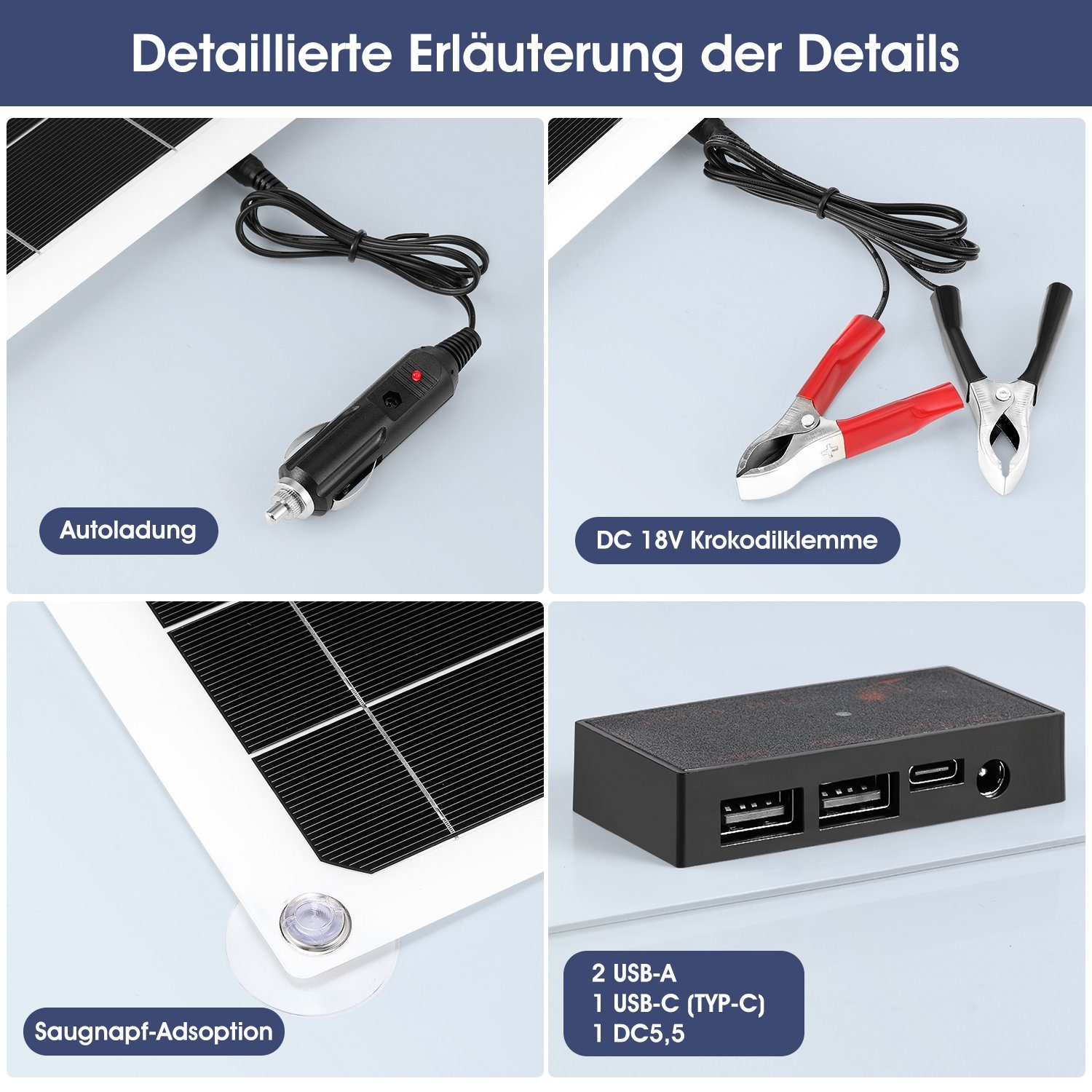 iscooter Solarmodul 100W 12V Solarpanel Ladegerät Kit mit 100A Solarladegerät IP65, Laderegler Photovoltaikanlagen Solarbetriebene für Caravan Camper Boot