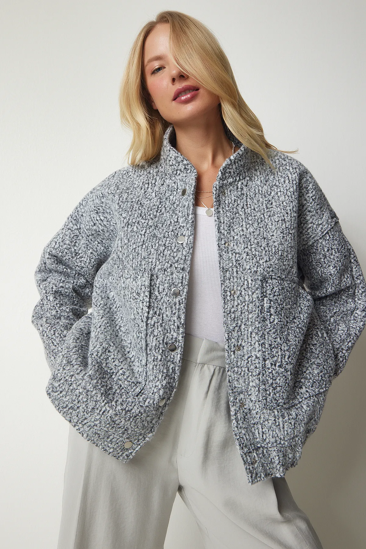 Happiness İstanbul  Jacke - Grau - Oversized