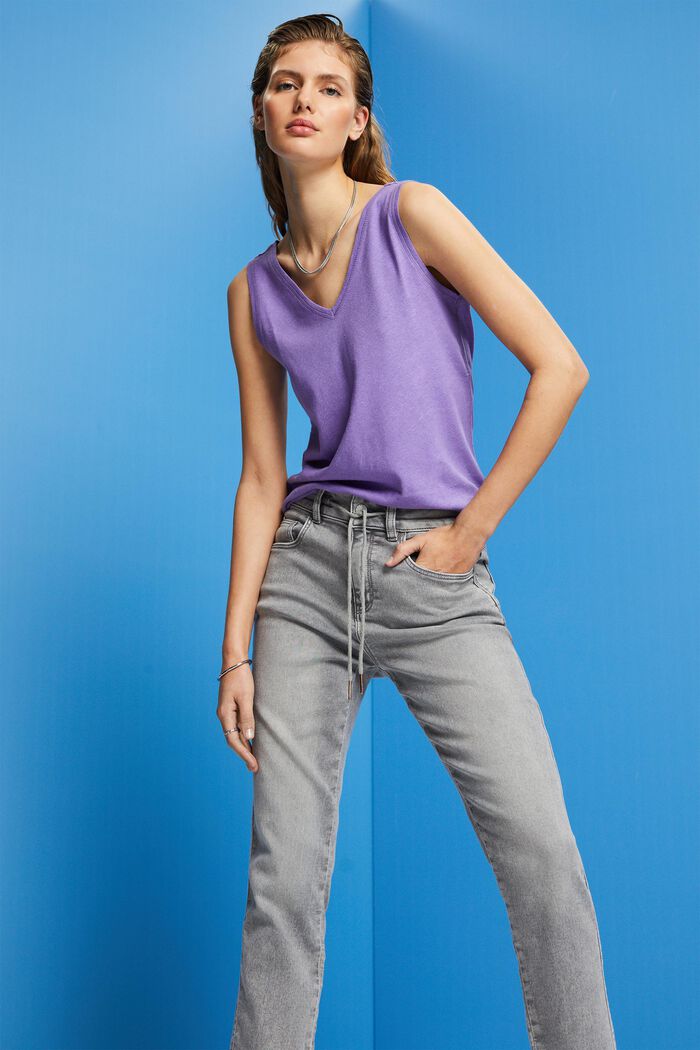 Boyfriend-Jeans mit Kordelzugbund