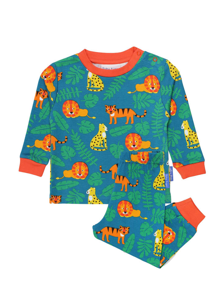 Toby Tiger Schlafanzug mit Raubkatzen Print in grün günstig kaufen 86